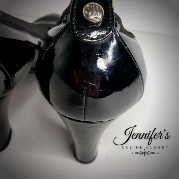 3/$30 Stuart Weitzman Women's Black Patent Leather Heels Size 7.5 - Picture 9 of 13